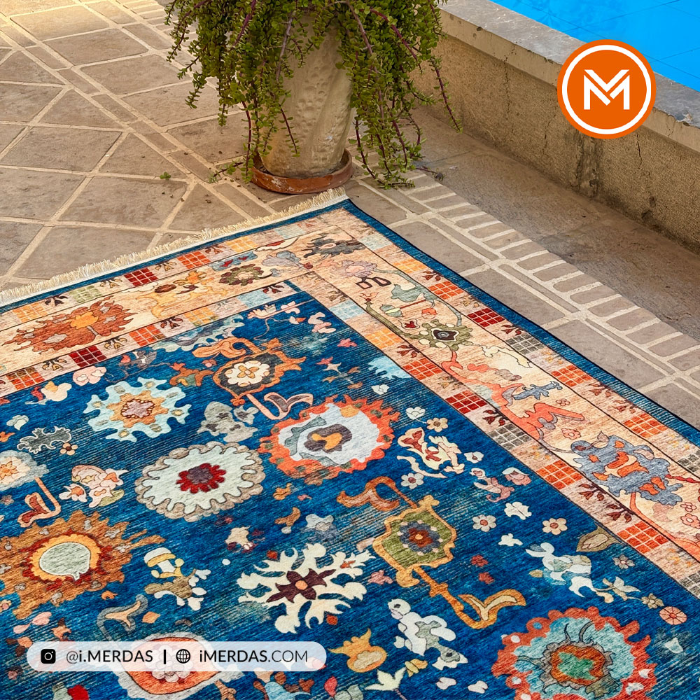 فرش کهنه نما کد 22229 زمینه تمام رنگ